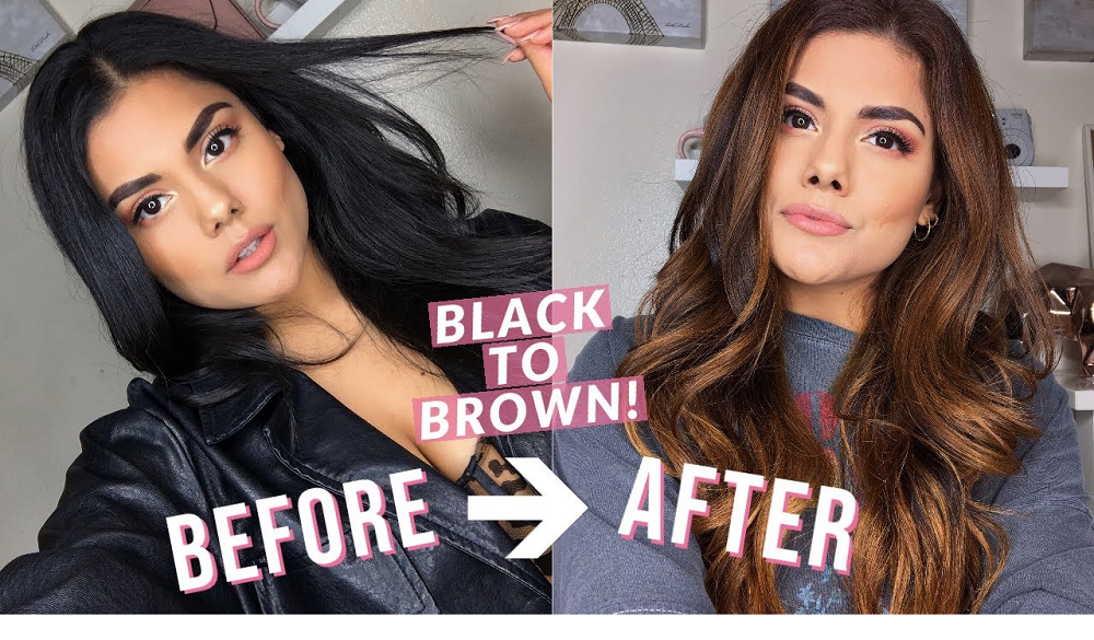 Going from black to brown hair style